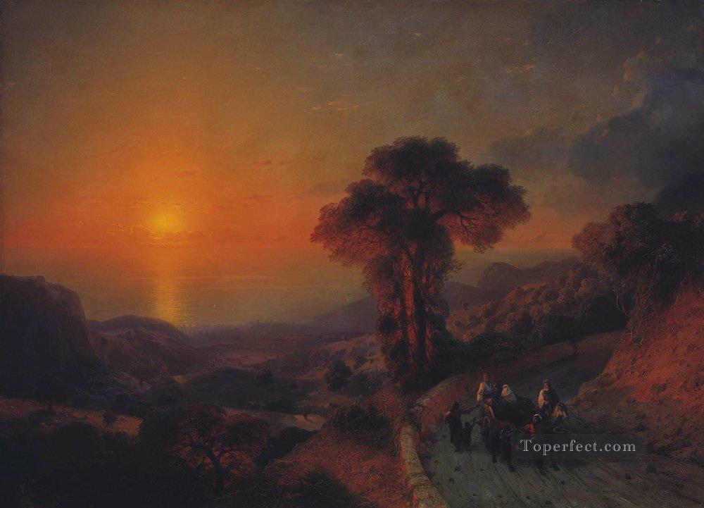 view of the sea from the mountains at sunset crimea Ivan Aivazovsky Oil Paintings